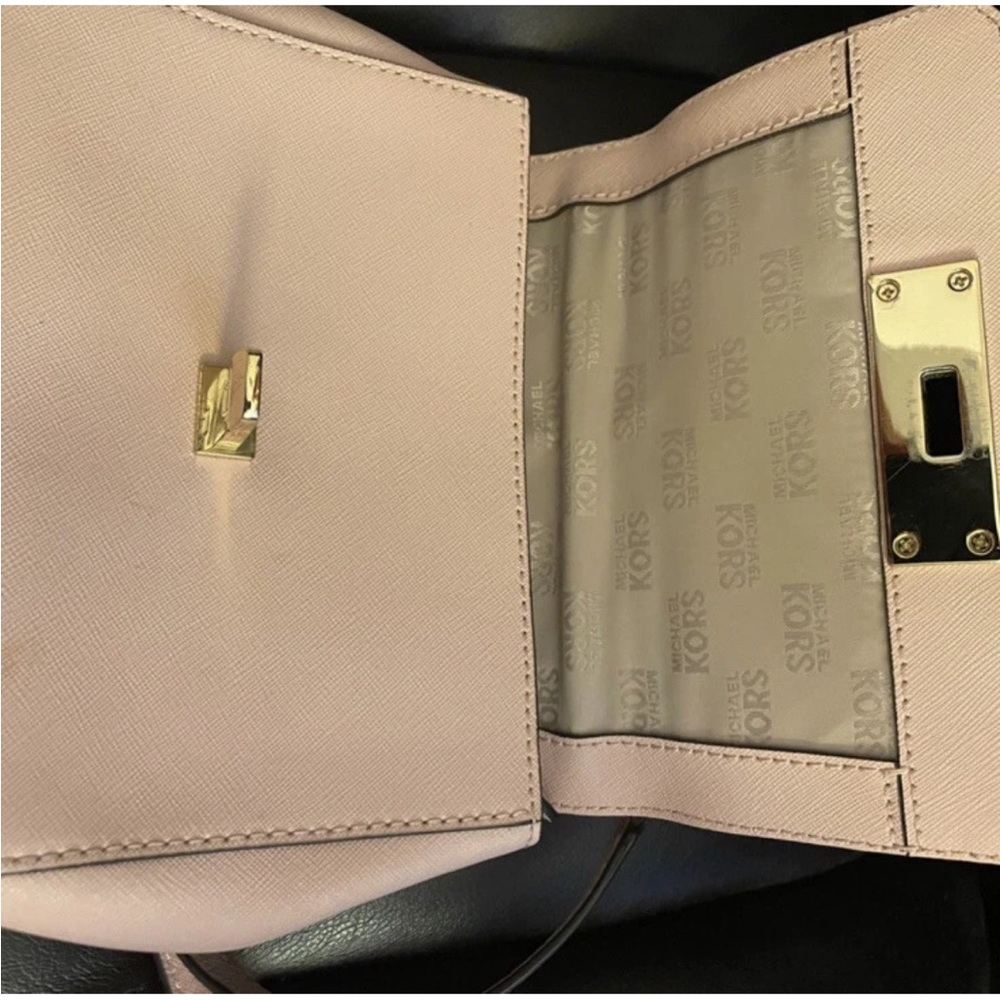 Michael Kors Pale Pink Leather Top-Handle Satchel with Gold Hardware - Picture 3 of 5